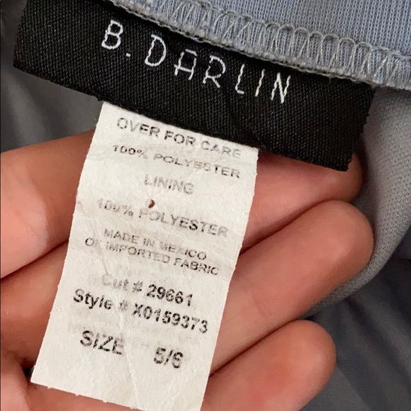 B. Darlin Strapless Gray Rhinestone Long Dress - Picture 8 of 8